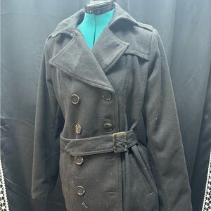 BONGO Women's Black Double-Breasted Pea Coat